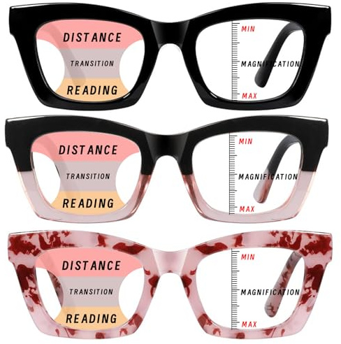 Hubeye Gafas de lectura para Mujeres de Moda Anteojos de lectura con Bisagra de resorte ultraligeras anti luz azul (Negro+Rosa+Tortuga rosa, 1.50)