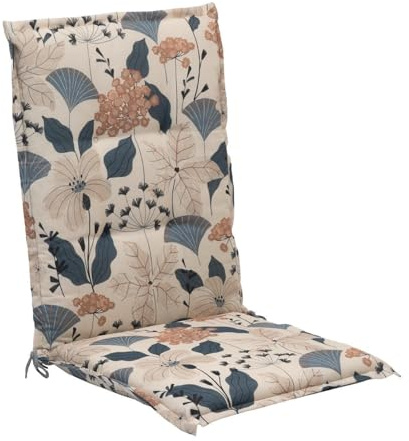 Generisch Gartenstuhlauflage - Creme - Blau - Mittellehner - mit Stehsaum