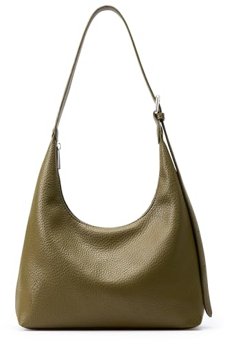 KALIDI Damen Handtasche Schultertasche PU Leder Tote Bag Vintage Hobo Tasche mit verstellbarem Gurt für Arbeit Schule Shopper Lässige täglich OLIVE