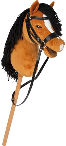 small Foot Hobby Horse braun „Melodie“, Steckenpferd mit abnehmbaren Holzstab und frisierbarer Mähne, inkl. Halfter, Trense & Führstrick, für Kinder ab 3 Jahren, 12716