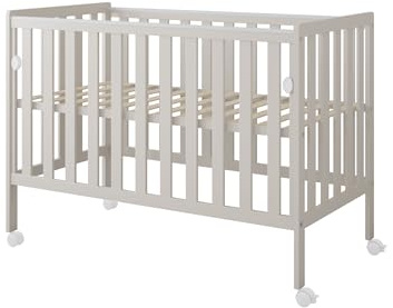 zee BAMBI Lettino Neonato 120x60 cm Cashmere con Materasso e Ruote Lettino Bambino con Lato Abbassabile Rete Regolabile 3 Livelli Letto per Bambini