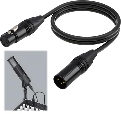 Nexaflow Cable XLR 2 m, Cable de Micrófono Balanceado Macho a Hembra, de Cobre OFC con Conectores Dorados, compatible con Mezcladoras, Amplificadores, Cámaras y Equipos de Audio