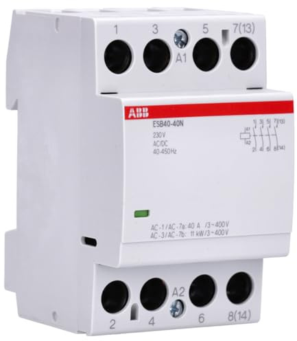 ABB ESB40-40N-06 Installationsschütz (Schließer) – 40 A 4 NO 230 V AC/DC 4-polig 54 mm für DIN-Hutschiene geräuscharm 1SAE341111R0640