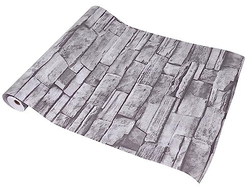 PVC 3D Självhäftande Vintage Stentapet - Easy Peel And Stick Heminredning I Grått