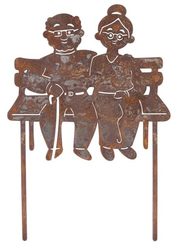 BOFUNX Altes Pärchen Roststecker Oma & Opa Gartenstecker Rost Gartendeko Weihnachtsdeko Gartendeko Rost Deko für Advent Weihnachten Garten Terrasse Balkon