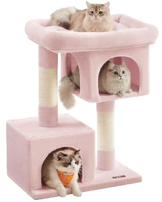 Feandrea Cat Tree Tower, 79.6 cm, 2 Caves, Large Perch, Scratching Post