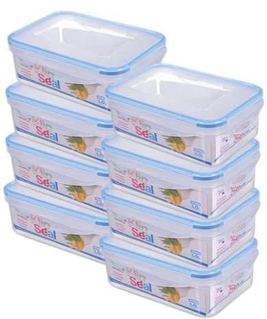 HOMESHOPA Plastic Airtight Food Storage Container, 8 Pack 1 Litre Leakproof Rectangle Container with Clip-Lock Lid, BPA Free Reusable Meal Prep Lunch Box Microwave Freezer & Dishwasher Safe
