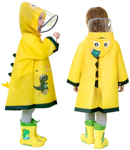Hovkib Kids Raincoat Toddler Rain Poncho Girls Boys Waterproof Rain Jacket Lightweight Rain Cover for 2-9 Years