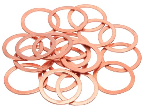 QUARKZMAN 20Pcs Rondelles Plates Cuivre M30, 30x38x1.5mm Rondelle Plate Cuivre Améliorée Joint Métrique Bague D'écrasement Pour Raccords Hydrauliques Boulons Écrous Réparation