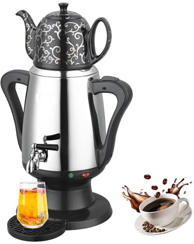 Tetera turca eléctrica, hervidor de agua caliente de acero inoxidable de doble pared de 3,5 l, función de mantener caliente y mango antiescaldaduras, para preparar té tradicional, café