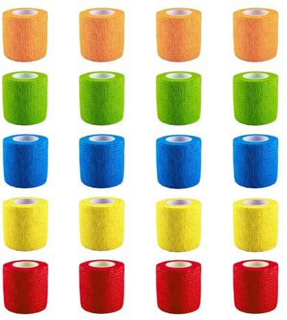 20 Pack Self Adhesive Cohesive Bandage,5cm x 4.5m Vet Wrap