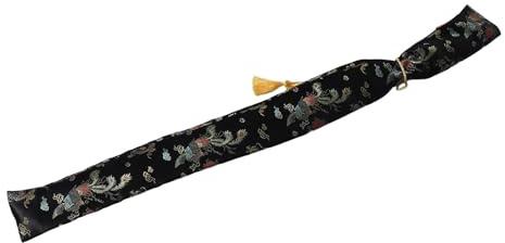 Kisangel Bolsa de Transporte de Espadas de Artes Marciales de Seda Negra con Bordado Dragón y Fénix, Estuche para Espada de Kung Fu 12,7 X 135 Cm, Funda Protectora para Esgrima y Cosplay
