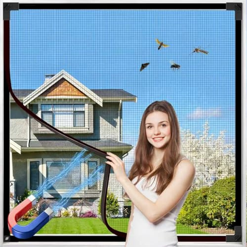 auvstar Moustiquaire Fenetre Magnétique 150x200,Cadre Amovible Elargi,Moustiquaire Aimantée Sans Percage,Moustiquaire Magnétique Recoupable,Montage Simple,Balcon du Puits de Lumière du Salon