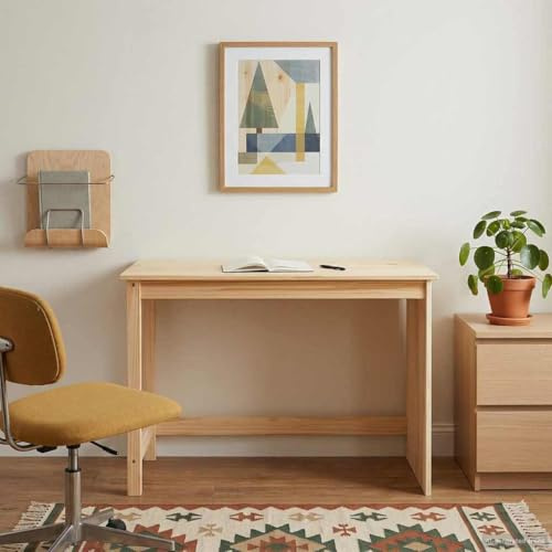 Bendmaxx Skrivbord, brun av massivt trä, furu, 112 x 50 x 75 cm, matt för hemmakontor, arbetsrum, kontor, rektangulär, hållbar och lätt att rengöra för bärbar dator, bildskärm, inlärning och ordning