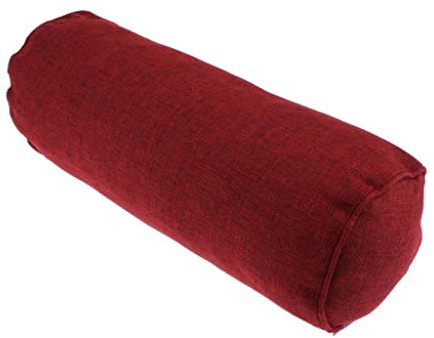 non-brand Full Round Bolster Pillow Cushion for Massage Table - Linen Yoga Bolster, 15.7inch Long & 5.9 Dia. - Wine Red