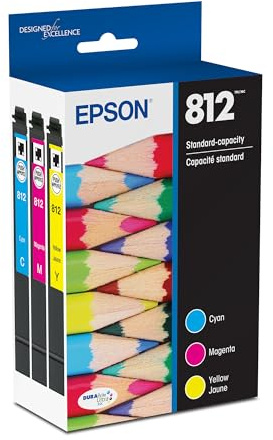 EPSON 812 DURABrite Ultra Ink Standard Capacity Color Combo Pack (T812520-S) Works with WorkForce Pro WF-7310 ,7820, 7840, EC-C7000