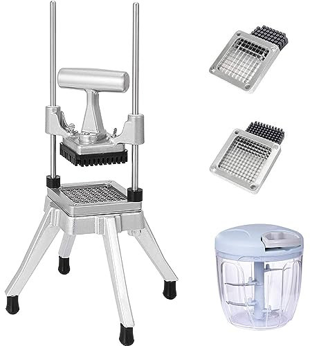 BotaBay Commercial Vegetable Chopper & Food Dicer, Heavy Duty Vegetable Cutter with 1/4 & 3/8 Stainless Steel Blades, Manual Onion Potato Pepper Dicer for Restaurant Kitchen Food Prep