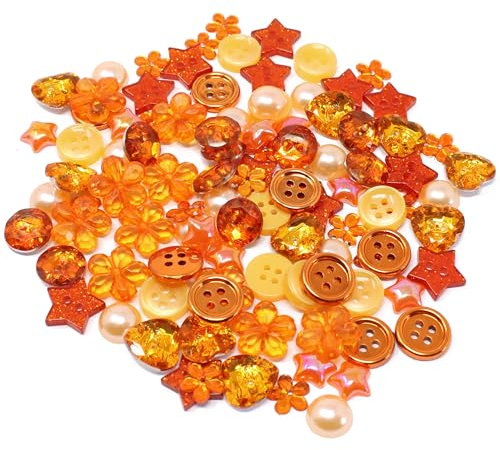 Special Touches Knöpfe und flache Rückseite, Acryl, Kunstharz, Orange, 100 Stück