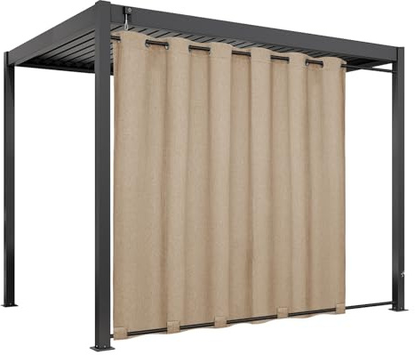 Easy-Going Linen Look Outdoor Curtains Waterproof Windproof Porch Curtains, Soft Thicken Outdoor Privacy Curtains for Patio, Gazebo, Grommet Top and Tab Bottom Drape, 1 Panel, 110x84 inch, Beige