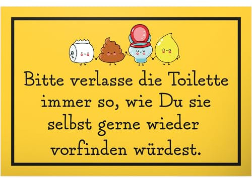 DankeDir! Toilette sauber hinterlassen - 30 x 20 cm Schild - Toilettenschild Toilette WC Schild zum aufhängen Klo Kloschild lustig - Gäste WC Gästetoilette Wand Deko Herren Türschild