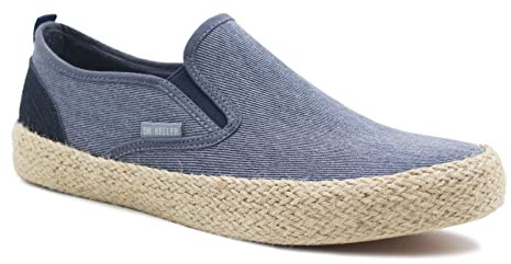 Dr Keller Mens Canvas Slip On Denim Lightweight Casual Pumps Woven Rope Sole Boat Shoes Flat Deck Shoes