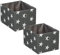 Relaxdays Aufbewahrungsbox, 2er Set, Stoffbox rechteckig, HxBxT: 16x20x25 cm, Sterne-Motiv, Ordnungsbox offen, grau/weiß