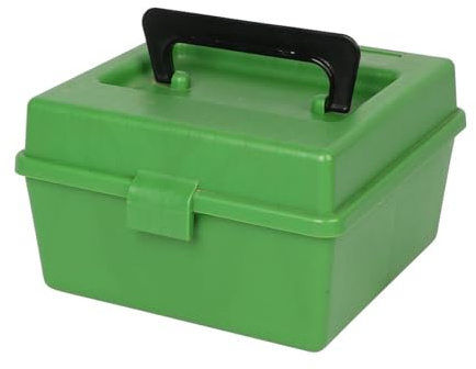 Prothens 100 Round Flip-Top Rifle Ammo Box Plastic Stackable and Lockable Ammo Storage Can Bullet Case Designed for Rifle or Shotgun Ammo Storage-Green 7.75*8.07*4.59