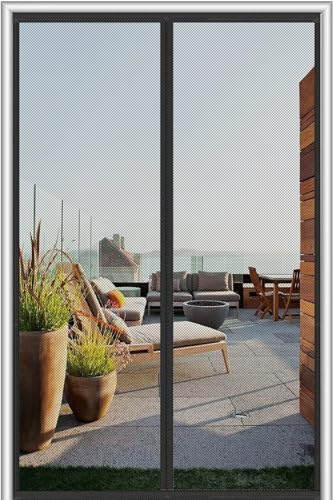 Mosquitera Puerta Magnetica 160x210 cm,Cortina Mosquitera Puerta Exterior con potente cierre magnético,No es necesario taladrar，Malla fina,Negro