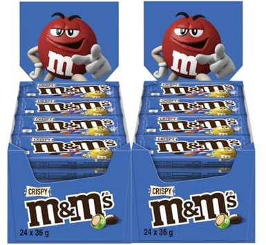 M&Ms Crispy 2x 24x 36g Schokolinsen Knusperreiskern in Milchschokolade mit Zuckerüberzug
