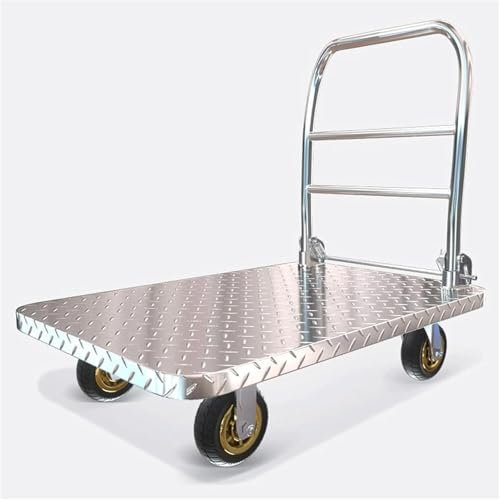 DRFGNF Carrello Pieghevole in Acciaio con Ruote, Carrello a Mano con Piattaforma, carico 600 kg, Carrello Mobile con pianale Silenzioso
