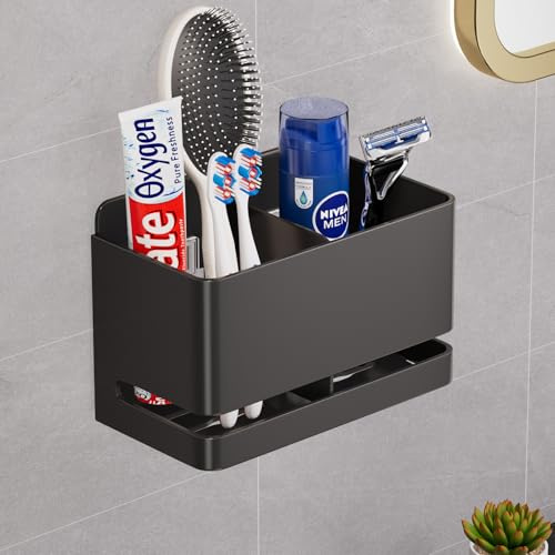 YESENTPortaspazzolino, portaspazzolino elettrico, portaspazzolino staccabile, adatto per il bagno (Nero 2 slot)