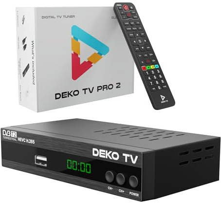 Deko TV PRO2 - Decoder Digitale Terrestre 2025 DVB-T2 PVR HEVC - Main 10 Bit - USB WiFi Multimedia PVR [2in1 telecomando]