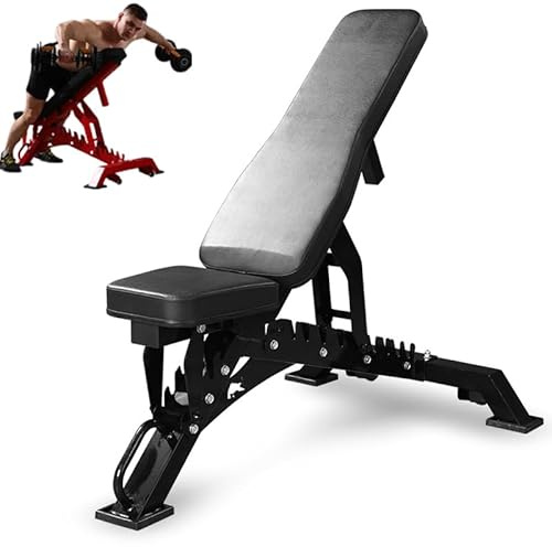Banc de musculation réglable et pliable rapide, capacité de 1 300 kg, banc de musculation pour entraînement complet du corps, banc utilitaire plat incliné pour salle de sport à domicile black