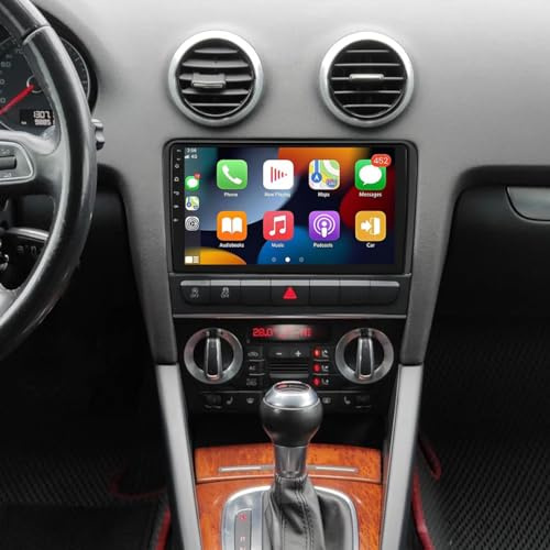 2+64G Bilstereo för Audi A3 S3 2003-2012 GPS Navi Head Unit, 9 inch Touchscreen Double Din Radio for A3 S3 Wireless Carplay Android Auto Radio Bluetooth FM/RDS Backup Camera Mirror Link