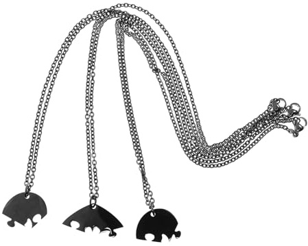 CALLARON Collar de Amistad para Mujer Colgante de Corazón y Diseño de Alas en Acero Inoxidable Juego de 3 Piezas Cadenas Negras de 50 CM Joyas de Amistad para Mejores Amigas