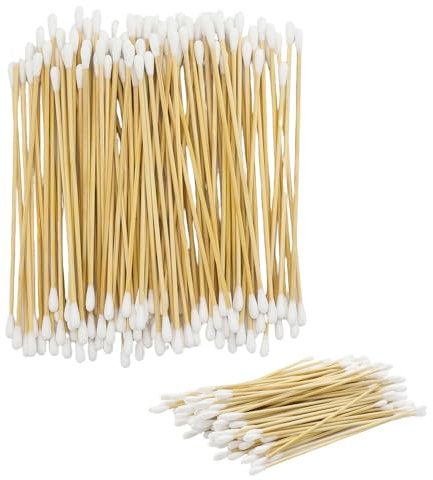 200 bastoncini di cotone lunghi da 6 pollici, in bambù, con punte doppie e spesse per la pulizia, sopracciglia, trucco, bellezza