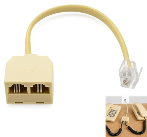 gsgfuis Bifurcador de Teléfono RJ11, Adaptador Divisor de Teléfono RJ11 Macho a Doble RJ11, Splitter de Teléfono, Adaptador Divisor 6P4C/6P2C