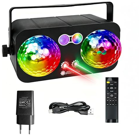 6 in 1 Discokugel Discolicht Partylicht, Buntes DJ-Stroboskoplicht, LED Soundaktiviertefür Innenräume, Geburtstage, Rave, Tanzpartys, Outdoor-Bühnenlichter, Heimclub, Karaoke