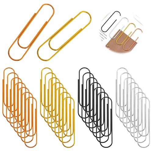 30 stycken 100 mm stora büroklammern, färgglada büroklammern, rost- och reptåliga jätte büroklammer, retrofärger metallclips för dokument, skolor, papper, kontorsmaterial och fakturamappar