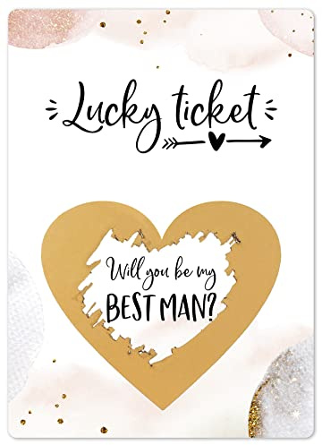 Joli Coon Will You Be My Best Man Scratch Card, Golden Glamour | 350gsm designer paper, tactile UV finish, scratch panel, premium stationery for a memorable reveal