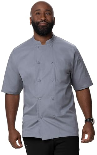 Chef Works Men's Montreal Cool Vent Chef Coat, Grey, S