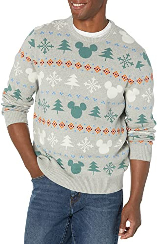 Amazon Essentials Disney | Marvel | Star Wars Pulls à col rond Homme, Mickey Fair Isle - Mens, XXL