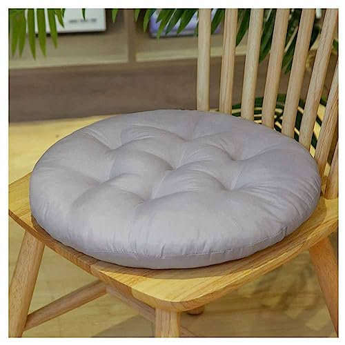 SHTGOI Sitzkissen 40 * 40 cm mit Bändern - Baumwolle Stuhl Auflage mit Dicke Polsterung, Steppkissen Bodenkissen für Indoor und Outdoor, Rund Hellesgrau