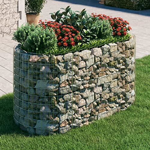 LAPOOH Gabionen-Hochbeet, Kräuterspirale, Hochbeet Im Garten, Pflanzkübel, Pflanzsteine, Verzinktes Eisen 200x100x100 cm