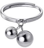 IMINI Grazioso anello aperto regolabile in argento Sterling 925 con campanella a sfera, per donne e ragazze, espandibile, stile bohémien, rotondo, rotondo, comodo da indossare, con ciondoli delicati