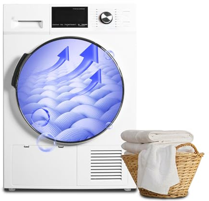 Techomey 4.4 Cu.Ft Ventless Heat Pump Clothes Dryer, 24 Compact 120/240V Electric Front Load Drying Machine, Stackable for Small Spaces, Apartment, White