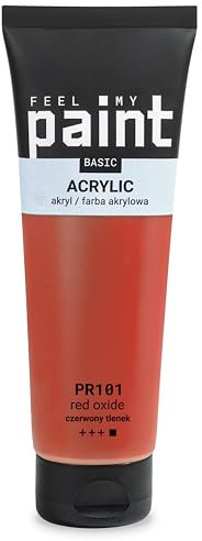FeelMyPaint Acrylfarbe Roter Ocker – 120 ml hochpigmentierte Künstlerfarbe zum Malen auf Leinwand, Papier, Stoff, Holz, Glas, Keramik, Metall, Stein