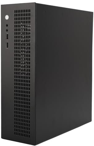 MATX Case, ITX Case, Mini PC ITX Desktop Computer Case, Small Computer Case USB2.0 Interface Dual Cooling Fan Support SSD HDD with Reserved Holes for Gaming
