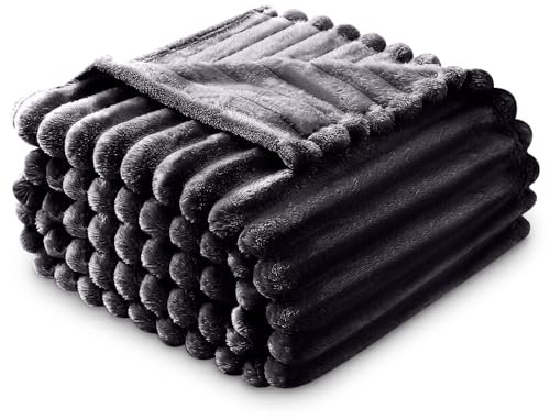 GC GAVNO CAVAILIA Fleece Throw Blanket | Soft Fluffy Throws For Sofas, Bed, Settee, Couch | Extra Warm Large Blanket Throw | Easycare, Anti Allergic | Double 150x200 Cm | Charcoal