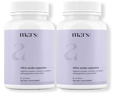 Mars by GHC Nitric Oxide Capsules with L-Arginine, L-Citrulline & Adaptogenic Blend | Supports Energy, Circulation & Muscle Recovery | 120 Capsules | Pack of 2